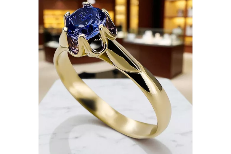 14K Yellow gold Sapphire Ring Vintage style vrc122y